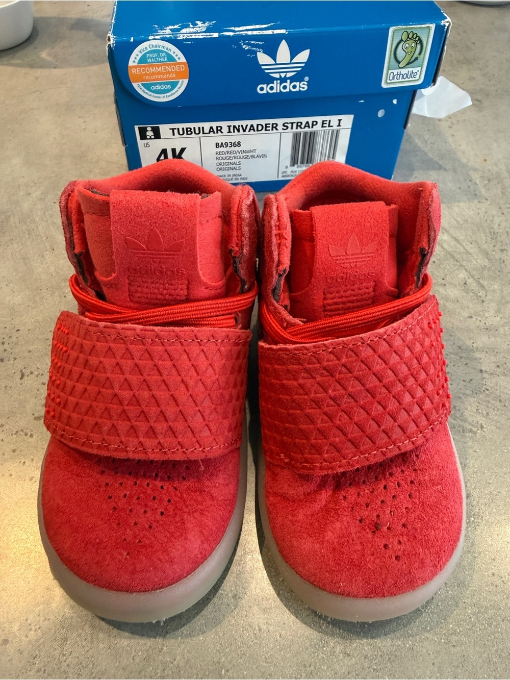 adidas Red Tubular Invader Strap Baby Sneakers